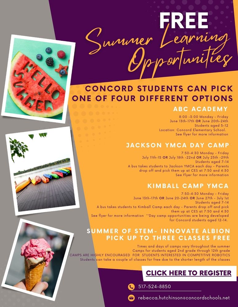 FREE SUMMER LEARNING OPPORTUNITIES Concord Community School District