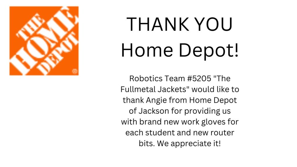 Home Depot Thank you!
